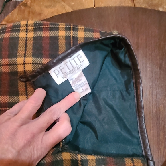 Petite Sophisticate Yellow & Green Plaid Two-Piece Set with Brown Trim - Picture 7 of 7